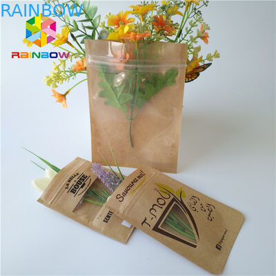 Brown Kraft Paper Bag Filter Kemasan Coffee Powder Bags Matt Permukaan Dengan Jendela
