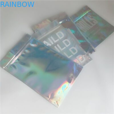 CYMK Stand Up Zipper Pouch Holographic Hologram Bags Untuk Kemasan Kosmetik