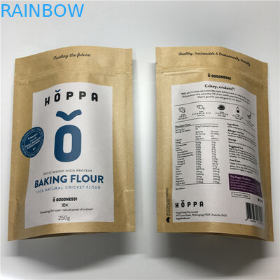 Kantong kertas cetak kustom dapat digunakan kembali Aluminium Foil Ziplock untuk kemasan tepung makanan