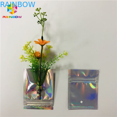 Depan Clear Mylar Ziplock Panas Seal Bags Kantong Kemasan Hologram Plastik Datar