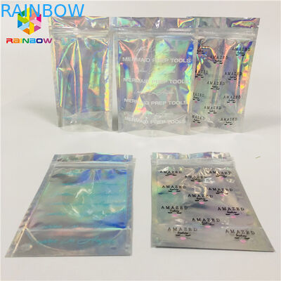 Clear Window Cosmetic Packaging Bag Cetak Disesuaikan Plastik Hologram Mylar Pouch