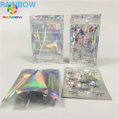 Clear Window Cosmetic Packaging Bag Cetak Disesuaikan Plastik Hologram Mylar Pouch