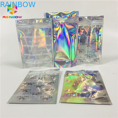 Clear Window Cosmetic Packaging Bag Cetak Disesuaikan Plastik Hologram Mylar Pouch