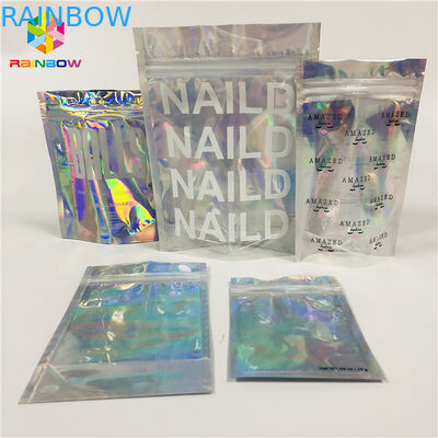 Foil Kemasan Kosmetik Laminasi Tas Laser Kustom Hologram Mylar Zipper Lock