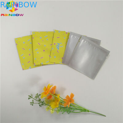 Food Grade Foil Kantong Kemasan Mylar Tiga Sisi Segel Tas Ritsleting Datar Untuk Snack Tea Capsule