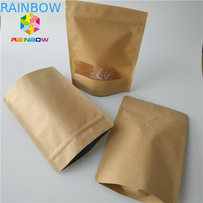 Brown Kraft Paper Heat Seal Packaging Bags Ukuran Disesuaikan Untuk Cookie / Biji Kopi