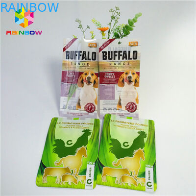 Glossy Finish Stand Up Ziplock Bags Tiga Sisi Sealed Window Fleixble Packaging