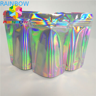 Ziplock Hologram Makanan Ringan Kemasan Tas Kustom Untuk Bulu Mata / Kuas / Perhiasan