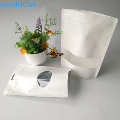 Stand Up Kantong Kotak Kertas Kemasan Food Grade Dengan Jendela Clear Rectangular / Oval