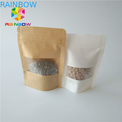 Stand Up Kantong Kotak Kertas Kemasan Food Grade Dengan Jendela Clear Rectangular / Oval