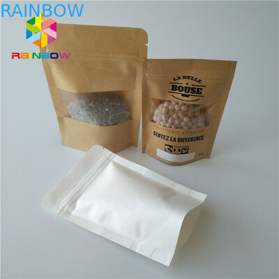 Stand Up Kantong Kotak Kertas Kemasan Food Grade Dengan Jendela Clear Rectangular / Oval