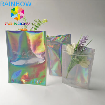 Cetak kustom tas kosmetik plastik segel tiga sisi Hologram Laser Wateproof kantong