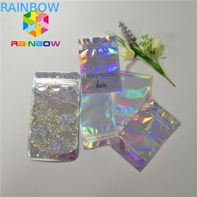 Cetak kustom tas kosmetik plastik segel tiga sisi Hologram Laser Wateproof kantong