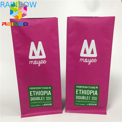 Kemasan Kantung Aluminium Foil, Stand Up Coffee Bags Datar Dengan Katup