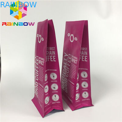 Kemasan Kantung Aluminium Foil, Stand Up Coffee Bags Datar Dengan Katup