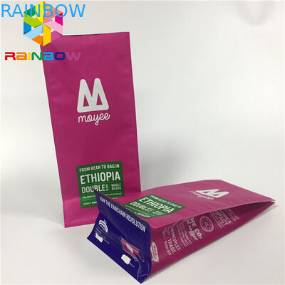 Kemasan Kantung Aluminium Foil, Stand Up Coffee Bags Datar Dengan Katup