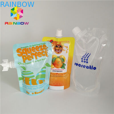 Kantong Cerat Minuman Cair Plastik, Minuman Jus Buah Kantung Stand Up Dengan Cap