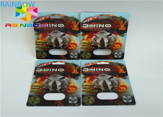 Laki-laki Peningkatan Paket Blister Paket Kemasan Kartu 3D Rhino Blister Untuk Paket Kapsul