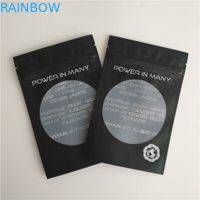 Tas Kemasan Segel Panas Mengkilap Logo Kustom Tas Kunci Zip Anting Gelang Kantong