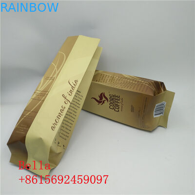 Permukaan Matte Stand Up Zipper Pouch Side Gusset Bag Biji Kopi Kemasan Dengan Valve