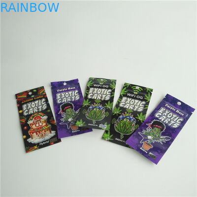 Kustom Foil Dicetak Ziplock Bags 1ml Vape Pen Cartridge Kemasan Dengan Jendela