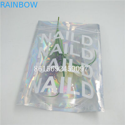 Holographic Laser Aluminium Foil Bag Kustom Logo Printing Zipper Top Untuk Bulu Mata