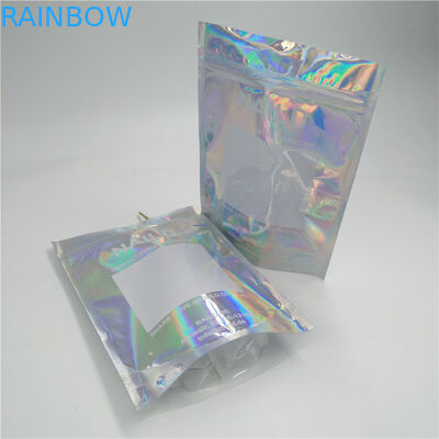 Holographic Laser Aluminium Foil Bag Kustom Logo Printing Zipper Top Untuk Bulu Mata
