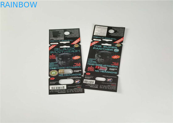 PP PET Bahan Plastik Blister Kemasan Kertas Sex Pill Card Dengan Emas Rhino Container Bullet