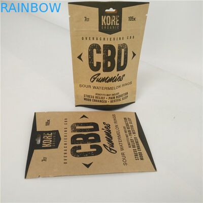 Kemasan Kantong Plastik yang Dapat Dipulihkan Kembali CBD Eco Friendly Kraft Paper Bags Aluminium Foil Inside