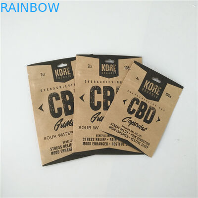 Kemasan Kantong Plastik yang Dapat Dipulihkan Kembali CBD Eco Friendly Kraft Paper Bags Aluminium Foil Inside