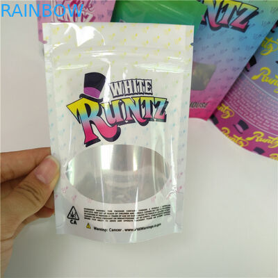 Makanan Weed Kantong Plastik Kemasan Kustom Dicetak Stand Up Pink Runts Bags Heat Seal