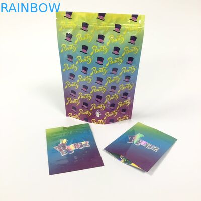 Stand Up Kemasan Herbal Dupa Holographic Laser Film Runtz Bags Dengan Ziplock