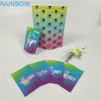 Plastik Hologram Shiny Ditutup Kembali Stand Up Pouches Ziplock Runtz Bags Bau Bukti