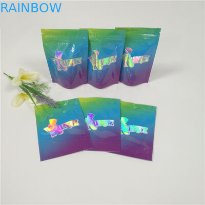 Plastik Hologram Shiny Ditutup Kembali Stand Up Pouches Ziplock Runtz Bags Bau Bukti