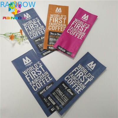 Quad Seal Matte Finished Foil Pouch Kemasan Side Gusset Coffee Bag Dengan Valve