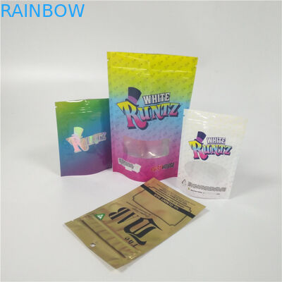 Kustom Dicetak Stand Up Pouch Kemasan Glossy Permukaan Finish Cbd Dengan Jendela