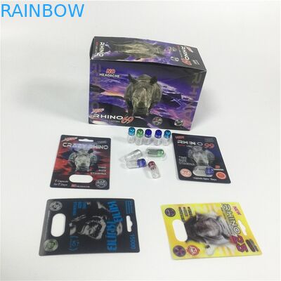 Kartrid Kertas Kemasan Kartu Blister Peluru Kontainer Badak Emas Dengan Penutup Plastik