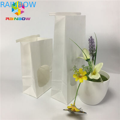 Grease Proof Snack Bag Packaging Plain White Paper Clear Window Bag Dengan Dasi Timah