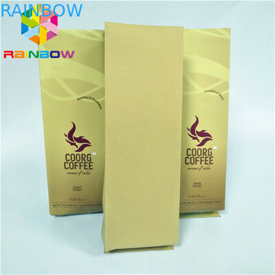 Kelembaban Bukti Makanan Kemasan Side Gusset Coffee Bag Dengan Tin Tie / Degassing Valve