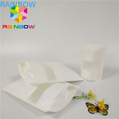 Kantong Plastik Matt Putih Kemasan Doypack Poly Zip Lock Jendela Stand Up Pouch Rectangle