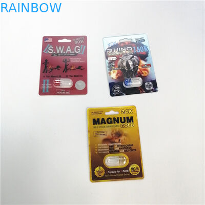 Logo Disesuaikan Kemasan Kartu Blister Label Pribadi Tunggal Foil Badak 3D 69 7 Black Panther