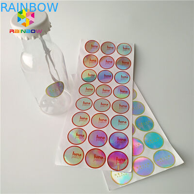 Adhesive Shrink Sleeve Printing Kustom Refleksi Pelangi Stiker Holographic Label