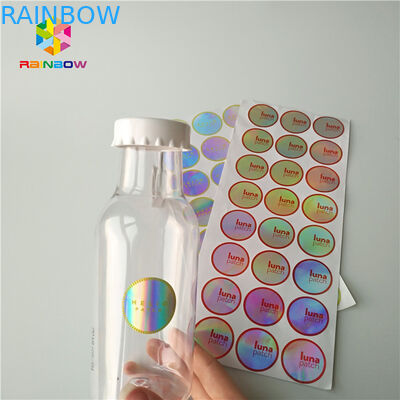 Adhesive Shrink Sleeve Printing Kustom Refleksi Pelangi Stiker Holographic Label