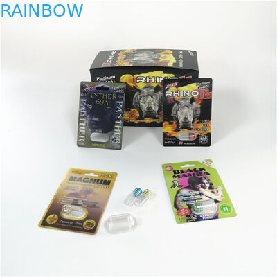 Rhino 69 3D Kartu Blister Kemasan Pria Enhancement Kapsul Plastik Masukkan Kotak Kartu 3d