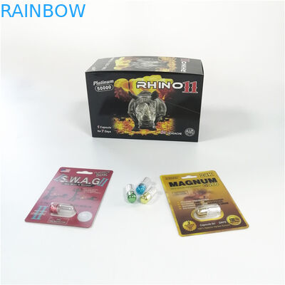 Kemasan Penggunaan Medis Kartu Blister Rhino 11 Magnum 24k 3D Kartu Inventaris Blister Pack