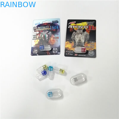 Dilapisi Kertas Blister Kartu Kemasan Kustom Dicetak Efek 3D Rhino 69 Pill Capsule Pack