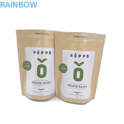 Kantong Kertas Kraft Ramah Lingkungan Kemasan Makanan Stand Up Zipperuntuk Roti / Permen / Buah