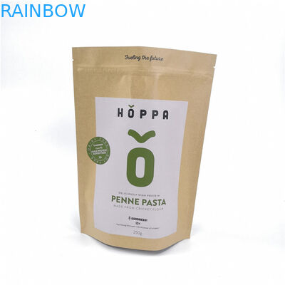 Kantong Kertas Kraft Ramah Lingkungan Kemasan Makanan Stand Up Zipperuntuk Roti / Permen / Buah