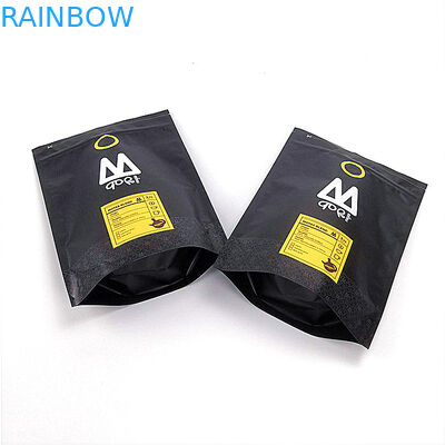 Ditutup kembali Stand Up Zipper Pouch Bags Kustom Dicetak Laminated Matte Warna Hitam