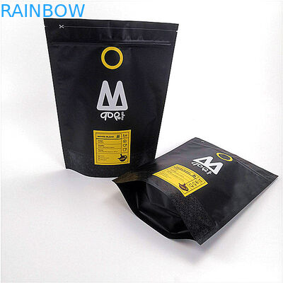 Ditutup kembali Stand Up Zipper Pouch Bags Kustom Dicetak Laminated Matte Warna Hitam